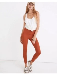 MADEWELL High Rise Seamless Ribbed Leggings Small Medium Burnt Orange NEW Gym - Picture 1 of 10