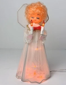 Vela retro kitsch vintage iluminada de árbol de Navidad con cara de goma para adorno de ángel NUEVO - Imagen 1 de 22