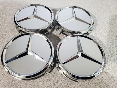 Set Of 4 75mm Wheel Center Rim Hub caps For Mercedes Benz Silver Chrome Star⭐ Foto 1 de 4