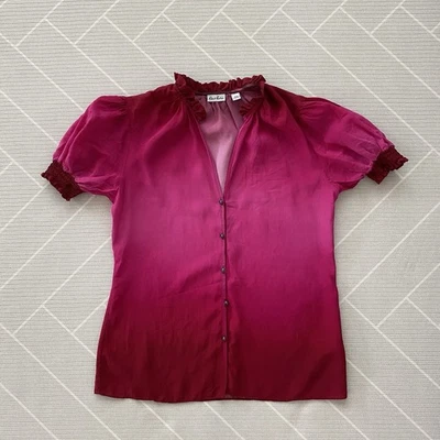 Blusa para mujer Robert Graham mezcla seda rosa oscuro talla XS Foto 1 de 4