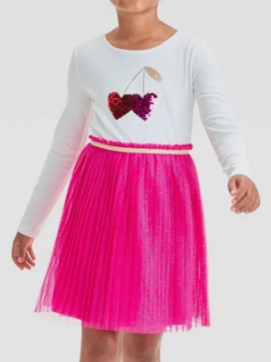 NEW Cat & Jack Girl's Long Sleeve Tutu Dress Cherries Sequins Size Medium 8 - Image 1 of 1