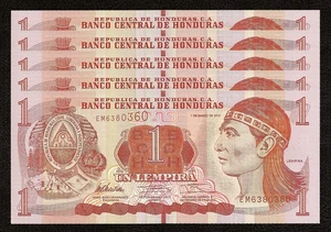 HONDURAS 1 LEMPIRA X 5 STÜCK 2008 P-89 UNC Stempelglanz - Bild 1 von 2