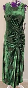 NWT Taylor Women's Ruched Burnout Velvet MIDI Dress - Shamrock Green Size 8 - Picture 1 of 12