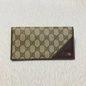 GUCCI Interlocking GG Pvc Leather Brown Long Wallet - Picture 1 of 10