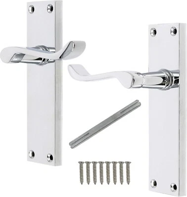 Probrico Passage Door Handles, Polished Chrome Victorian Scroll Lever Latch Han - Image 1 of 4
