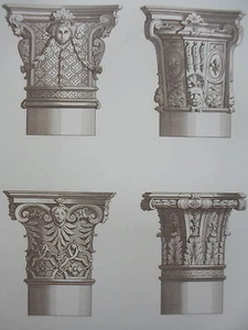 Jean BERAIN époque LOUIS IV COLONNE GRAVURE décoration ADAMS MEUBLE XIXéme - Imagen 1 de 2