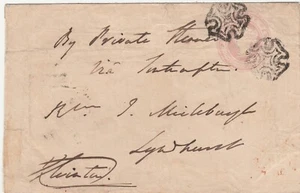 1843 "Trikot" nach "Lyndhurst" "Southampton Schiffsbrief" auf Ganzsache - Bild 1 von 2