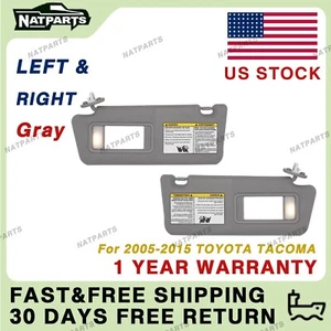 Pair Gray Sun visor w/ Light for Toyota Tacoma 2005-2015 LH RH 7432004210B0 - Picture 1 of 6