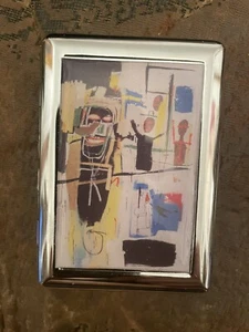 Retro Graffiti Blue Blaze Mirror/1-clip Cigarette Case Biz Credit Card Holder - Picture 1 of 4