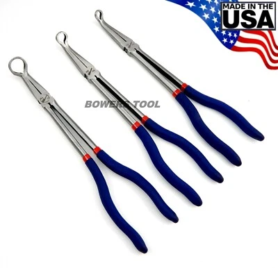 Pro America 3pc 11" Extra Long Ring Nose Hose Gripper Pliers 5/16 1/2 3/4in. USA - Image 1 of 4