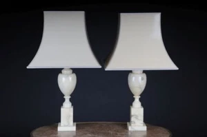 Pair of Classicist Alabaster Table Lamps in Vase Shape F-97 - Picture 1 of 1