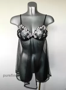 L'AGENT BY AGENT PROVOCATEUR BLACK TULLE BABYDOLL SLIP SIZE S AP2 UK 8-10 - Picture 1 of 7