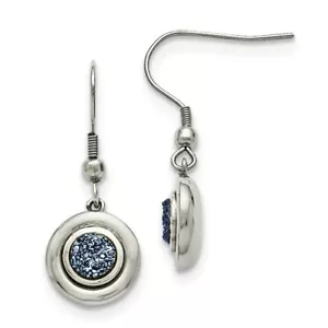 Chisel Stainless Steel Polished Druzy Shepherd Hook Earrings SRE788 - Picture 1 of 3