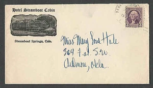 CUBIERTA FECHA 1937 STEAMBOAT SPRINGS CO HOTEL CABINA BARCO DE VAPOR - Imagen 1 de 1