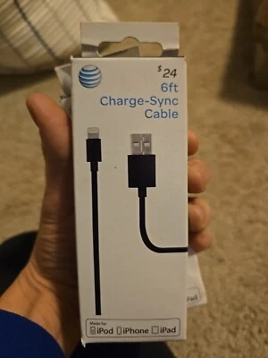 6 Ft  Charging Cable Made For Apple Devices New AT&T Black - Image 1 of 2
