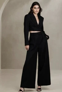Banana Republic CARA Wide-Leg Pleated ITALIAN WOOL Size 6 Black Pants MSRP $170 - Picture 1 of 10