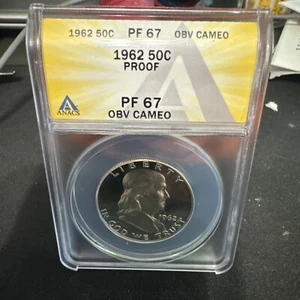 1962 Franklin Half Dollar ANACS Proof 67 Obverse Cameo - Picture 1 of 3