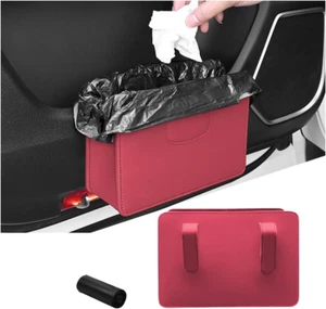 Car Trash Can, Leather Auto Garbage Bin, Magnetic Litter Storage Container, Mini - Picture 1 of 12