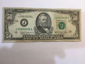 $50 Dollar old Bill GRANT note 1981 J05659628A Original authentic - Picture 1 of 3