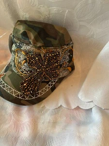 K&B-SIZE ADULT EMBROIDERED BEADED CROSS BASEBALL CAP FOR MEN - Picture 1 of 2