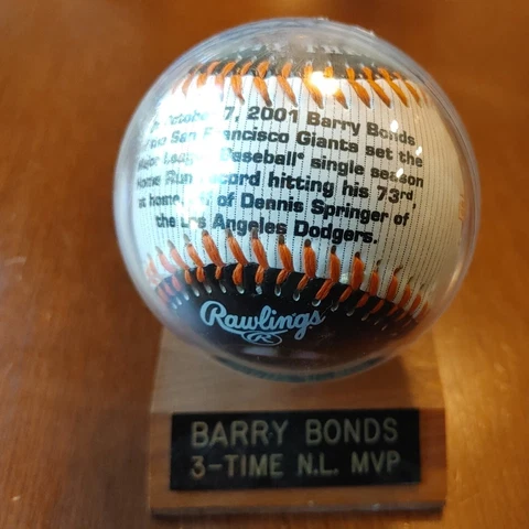Barry Bonds 3-Time NL MVP 73 Homeruns Commemorative Ball with Stand Cover