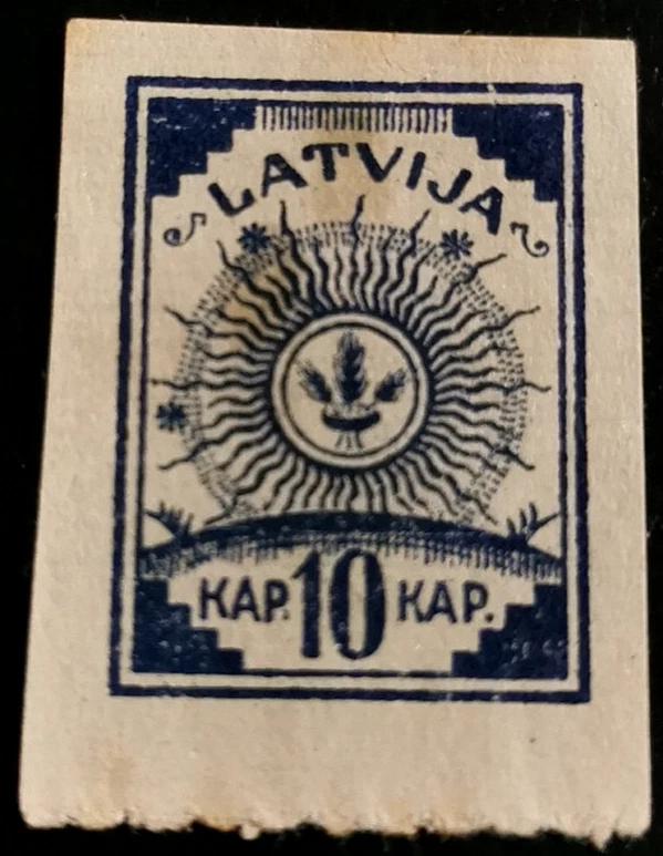 Letonia: 1919 Impreso en papel Pelure fino, 10 K. (Sello coleccionable). Foto 1 de 1