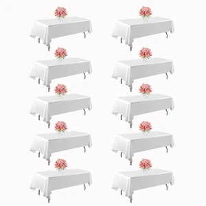 10 Pack White Table Cloth Rectangle Table 60x102 Inch,Polyester Tablecloths f... - Picture 1 of 8