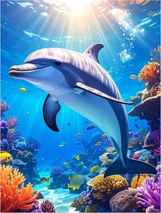 Tile Mural Dolphin Underwater Ocean Fish Coral Kitchen Bathroom Wall Backsplash - Picture 1 of 12
