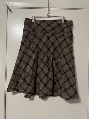 Mujer East 5th Falda Talla 12 Cuadros Marrón/Negro Midi Foto 1 de 3