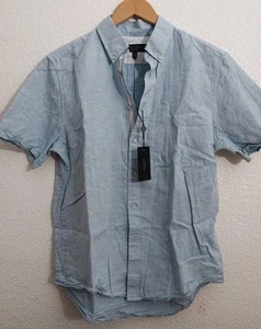 rag & bone Dalton Button Up Cotton Linen Blend Short Sleeve Shirt Size M/M - Picture 1 of 15