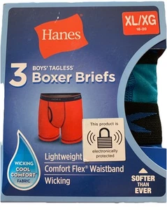 3-Pack Hanes Boy's Cool Dri Tagless Sport Boxer Briefs Underwear 18-20 XL - Picture 1 of 3