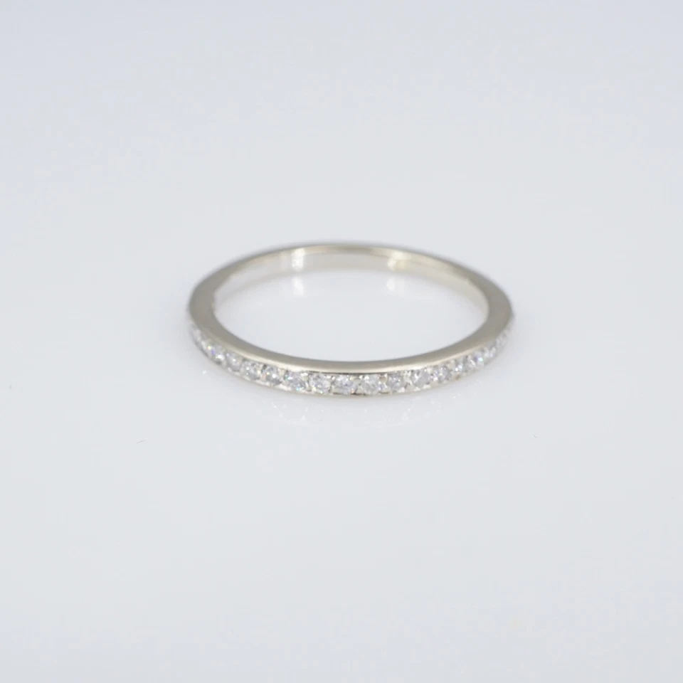 14k Diamond Wedding Band Half Eternity Stacker White Gold Size 5.25 RG4919 - Image 1 of 4