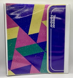 Vntg 1980-90s Mead Trapper Keeper Binder W/2 Original Folders Colorful Geometric - Picture 1 of 8