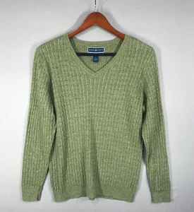 Karen Scott maglione donna grande verde maglia cavo pullover scollo a V manica lunga - Foto 1 di 11
