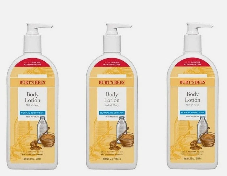 3 Burt's Bees 身体乳液 牛奶和蜂蜜 12 盎司 Burts Bees 全新 3 件装 — 第 1/1 张图片