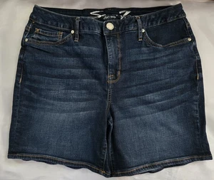 Seven7 Shorts Sz 12 Denim 10" Rise 6.5" Inseam Dark Wash Euc - Picture 1 of 8