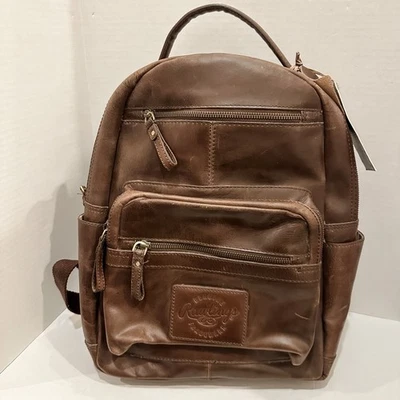 Mochila Rawlings unissex média couro genuíno resistente marrom com etiquetas Pls Leia - Imagem 1 de 4