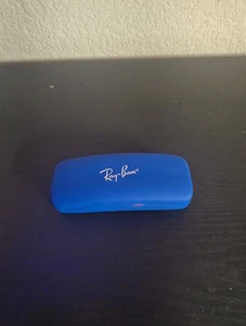 Étui à lunettes de soleil Ray Ban coque rigide bleu porte-voyages doublé feutre - Photo 1/3