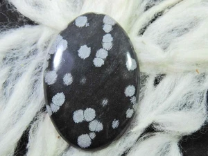 50Cts. Natural Snowflake Obsidian Loose Gemstone Oval Cabochon 30X45X05MM k441 - Picture 1 of 9