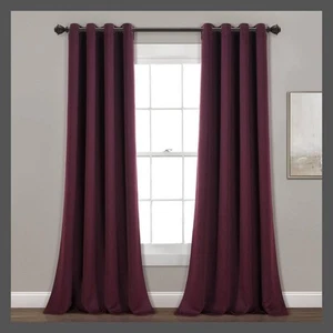 Set of 2 (84"x52") Insulated Grommet Blackout Window Curtain Panels Plum Purple - Picture 1 of 6