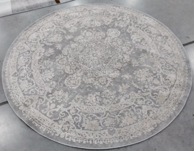 LIGHT GREY / CREAM 5' X 5' Stained Rug, Reduced Price 1172726955 RFT664C-5R - Image 1 of 4