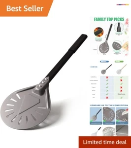 9-Inch Aluminum Perforated Pizza Peel with Heat-Resistant Handle for Home Chefs - Picture 1 of 10