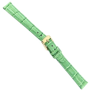 14mm deBeer Baby Crocodile Grain Light Green Padded Stitched Watch Band Strap - Picture 1 of 3