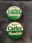 Re-Elect Carter Mondale Pinback Button Campaign Political Election Lot Of-(2)!!!
