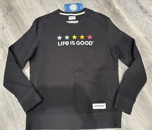 Life Is Good Women’s Small Crew Sweatshirt Black Simply True CR Star NWT Size M - Picture 1 of 9