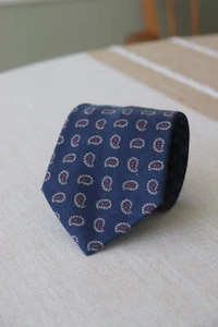 Luxe Line Nordstrom Navy Mixed Media Exploded Squib Paisley Wool Challis Tie - Picture 1 of 12
