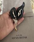 100% Authentic Alexis Bittar Large Black Lucite Crystal Autographed Brooch