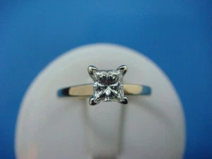 14K YELLOW GOLD 0.50CT PRINCESS CUT GENUINE DIAMOND ENGAGEMENT RING SIZE 6.5 - Picture 1 of 2