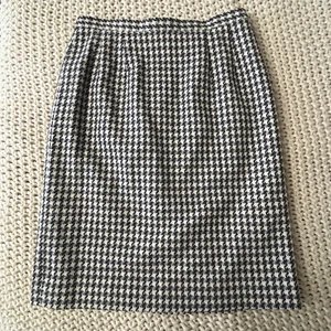 Pendleton Vintage USA Virgin Wool Gray Houndstooth Midi Pencil Skirt SIZE 12 - Picture 1 of 6