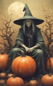 halloween decoration Witch With Pumpkin Picture - Picture 1 of 1